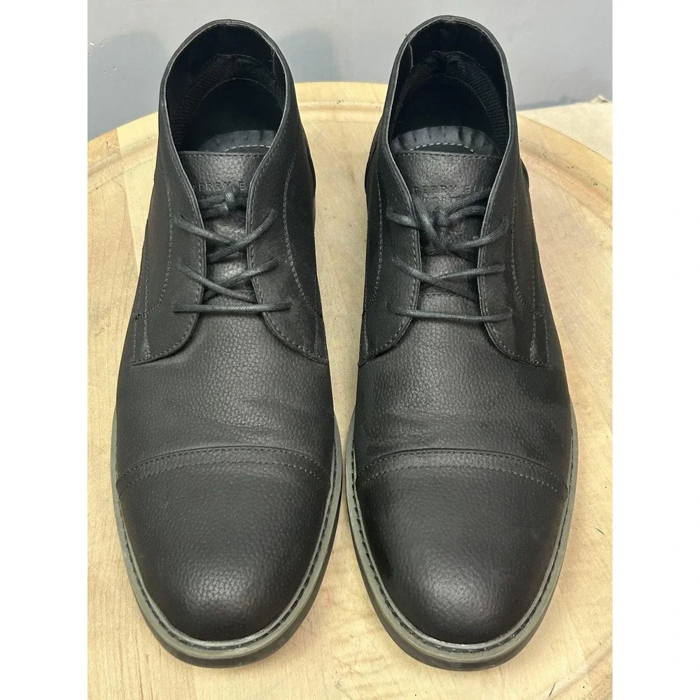 Perry Ellis Portfolio Boots Mens Size 11.5 Black Faux Leather Chukka David Dress
